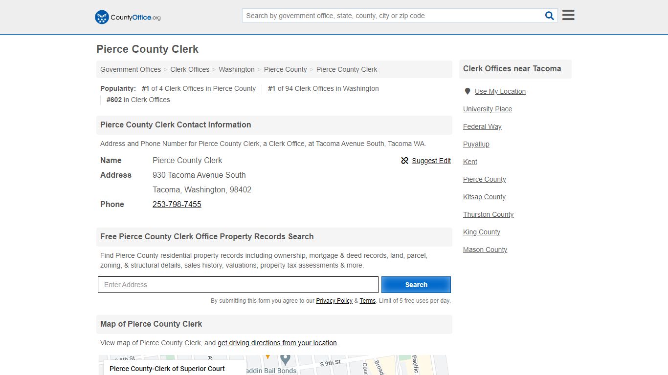 Pierce County Clerk - Tacoma, WA (Address and Phone)