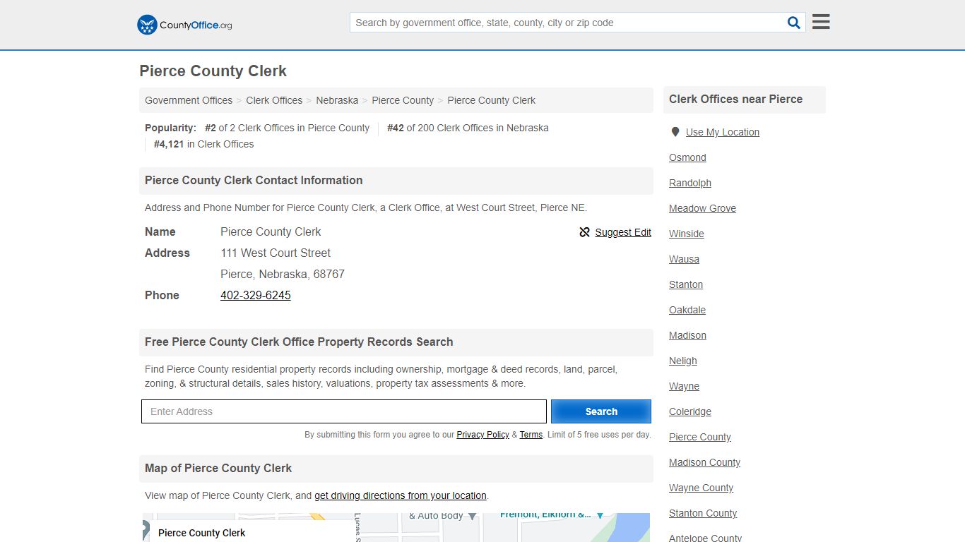 Pierce County Clerk - Pierce, NE (Address and Phone)